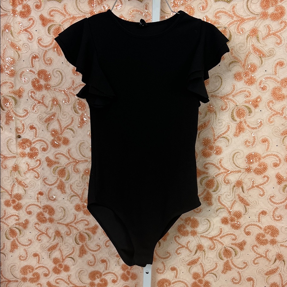 SHEIN Black Ruffled Bodysuit